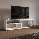 Suxta 63" Wide Tv Stand with Three Open Shelves and Three Bottle Cubbies, Cable Management, Bar Tv B070P254798