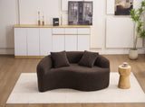 LY-042 Full Compression Sponge Loveseat, S-Curved Dual-Depth Sofa, Brown Chenille Modular for Small W2231P329732