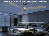52 Inch Ceiling Fans with Lights Led Remote Control Low Profile Flush Mount for Living Room Bedroom 63174753