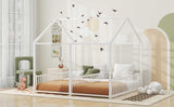 Metal Twin Size House Platform Beds, Two Shared Beds, White MF307505AAK