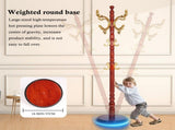 Freestanding Wooden Coat Rack, Vintage Natural Birch Wood Coat Tree with Hooks, Sturdy Hall Tree for 64310017