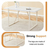 Industrial rectangular MDF Cream style dining table for 4-6 people with 1.5 inch thick MDF top and W1151P195673