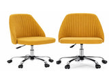 Comfy Office, Adjustable Swivel Desk with Wheels, Wide Seating, Modern Fabric Vanity 88815718