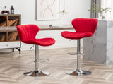 Ellston Upholstered Adjustable Swivel Barstools in Red, Set of 2 T2574P165086
