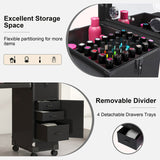 Portable Nail Art Table w/ LED Mirror, Bluetooth, Lockable Drawers, Telescopic Pole - Folding 99919600