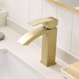 Brushed Gold Bathroom Faucet,Faucet for Bathroom Sink, Single Hole Bathroom Faucet Modern Single W1932P288150