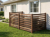 4Panel Solid Fir Wood Outdoor Privacy Screen, NoDig AC Unit Cover Fence with Ground Stakes, 33312430