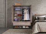 MDF & Particleboard Triamine Veneer 2 Doors 1 Pump Wooden Wardrobe Grey 44264326