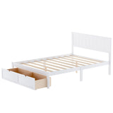 ZNTS Full Size Platform Bed with Under-bed Drawers, White 50131795