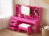 Barbie Pink Vanity Set Particleboard construction with tempered glass tabletop and textured 70723132