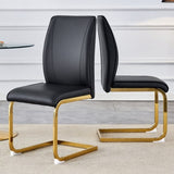 Luxury Simple Arch Chair - Set of 2 BLACK PU Material High Resilience Dining Chair with Arched Metal W1151P154874