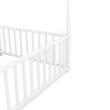 Metal Twin Size House Platform Beds, Two Shared Beds, White MF307505AAK