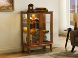 Curio Cabinet Lighted Curio Diapaly Cabinet with Adjustable Shelves and Mirrored Back Panel, 13840081