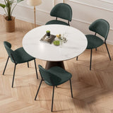 Set of 4 Upholstered PU Leather Dining Chairs Mid-Century Modern Dining Chairs with Curved Backrest W3010P291315
