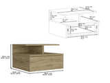 Floating Nightstand 12"H, Wall Mounted with Single Drawer and 2-Tier Shelf, Macadamia B097133175