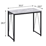 ZNTS Antique White and Black 35.5" Writing Desk with Metal Sled Base B062P184522