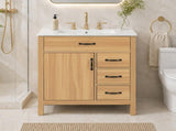 30 Inch Bathroom Vanity with Ceramic Sink, Modern Bathroom, Soft Close Hinges & Drawers, MDF N729P488578N