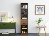 Tall Narrow Bookshelf, Slim Floor-Standing Storage Cabinet with 2 Drawers & 5 Open Shelves, Display W331P485806