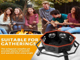 35" Octagonal Sheet Assembled Fire, Black Heavy Duty Wrought Iron Wood Fire 23693608