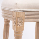 ZNTS French Country Wooden Barstools With Upholstered Seating , Beige and Natural ,Set of 2 W162290983