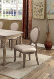 ZNTS Transitional Rustic Oak and Beige Side Chairs Set of 2 Chairs Dining Room Furniture Padded fabric B011109808