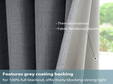 2pcs dark grey 100% blackout curtains with snap-on top, suitable for hanging use. They have 31748757