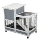 ZNTS Wooden Rabbit Hutch, Outdoor Pet Bunny House Wooden Cage with Ventilation Gridding Fence, Openable W2181P155564