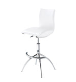 ZNTS Modern Barstool Leatherette/Chrome Adjustable Height In White Color B091119810