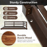 TOPMAX Acacia Wood Porch Swing Bed for Outdoor with Hemp Ropes - Full Size Patio Hanging Bed, 350lbs N717P265860D