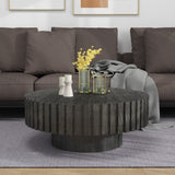 Modern minimalist circular black coffee table, 31.4-inch natural wood color and texture, space W1727P251153