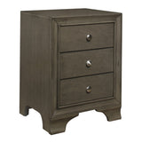 Gray Finish 3-Drawers Nightstand with 2 USB Ports Transitional Bedroom Furniture 1pc Bedside Table B011P172005
