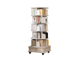 6 Tier Rotating Bookshelf, 360&deg Display Round Spinning Bookshelf with Wheels and Drawer, W3204P309485