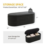 Storage Teddy Ottoman Bench Upholstered Fabric Storage Bench End of Bed Stool with Safety Hinge for W2336P251245