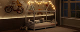 Wood Twin Size House Bed with Guardrail and LED, White N709P177522K