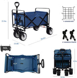 ZNTS Collapsible Heavy Duty Beach Wagon Cart Outdoor Folding Utility Camping Garden Beach Cart with 22504888