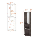 Oregon Corner Bar Cabinet, 3-Tier Shelf with Glass Rack B128P176139