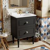 24'' Bathroom Vanity with Ceramic Sink Combo Set, Solid Wood Frame Modern Bathroom Storage N710P195621B