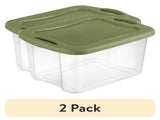 (2 pack)40 Quart Medium Storage Bin, Clear Plastic Storage Container with Full-Grip Handles, 83050362