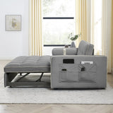 Modern 55.5" Pull Out Sleep Sofa Bed 2 Seater Loveseats Sofa Couch with side pockets, Adjsutable W119368697