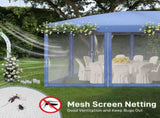 10x20 ft Blue Pop Up Canopy Tent, Instant Folding Shelter with 6 Mesh Panels, 2 02852761