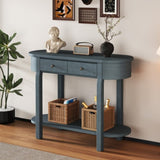 TREXM Elegant Retro Console Table with Curved Design Smooth Glaze for Entryways, Living Rooms N715P230796M