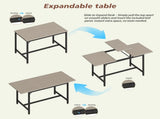 Expandable Dining Table Set for 4-8, 63" Large Extendable Kitchen Table with 2 Benches & 2 Stools, W1820P464320