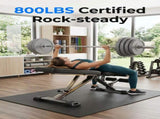 Foldable Adjustable Dumbbell Bench with 2 Resistance Bands - Multi-Purpose Home Gym Equipment for 91533830