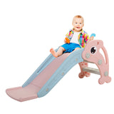 2 in 1 Slide, Toddler Freestanding Extra Long Slide with Basketball Hoop & Ball, Indoor Outdoor, W2181P152199