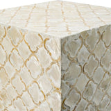 14x14x18" Square Capiz Stool, Cream W2078P326498