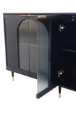 Accent Cabinet Black Lacquered Wooden Cabinet with 4 Glass Doors Sideboard Buffet Server Cabinet W1435133310