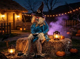 5.2FT Sitting Halloween Animatronic Scarecrow, Jump-Scare Moving Head with Creepy Sounds, Dual 79723593