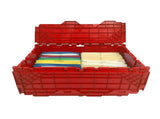 Storage and Packing Plastic Tote Crate Attached Lid Flip Top, 27"x17"x12" Pack of 1 93302035