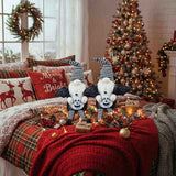 2PCS Set Christmas Gnome Decorations 4.3x3.5x23.5" Fabric Sitting Gnomes with Wings & Black-White 75135801