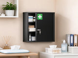 16" x 21" Lockable Medicine Cabinet, 3-Tier Wall Box with 2 Keys & Adjustable Shelves for Bathroom 02697117